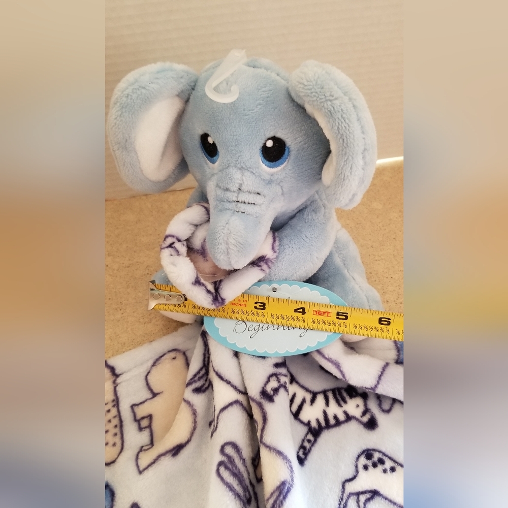 Baby Blue Elephant Lovey with Security Blanket Stuffed Animal NWT - Picture 4 of 15